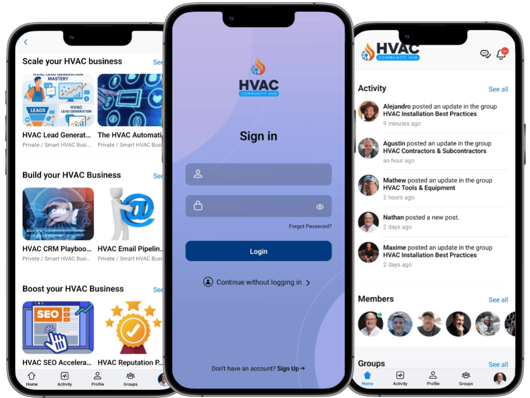 Mobile app screenshots